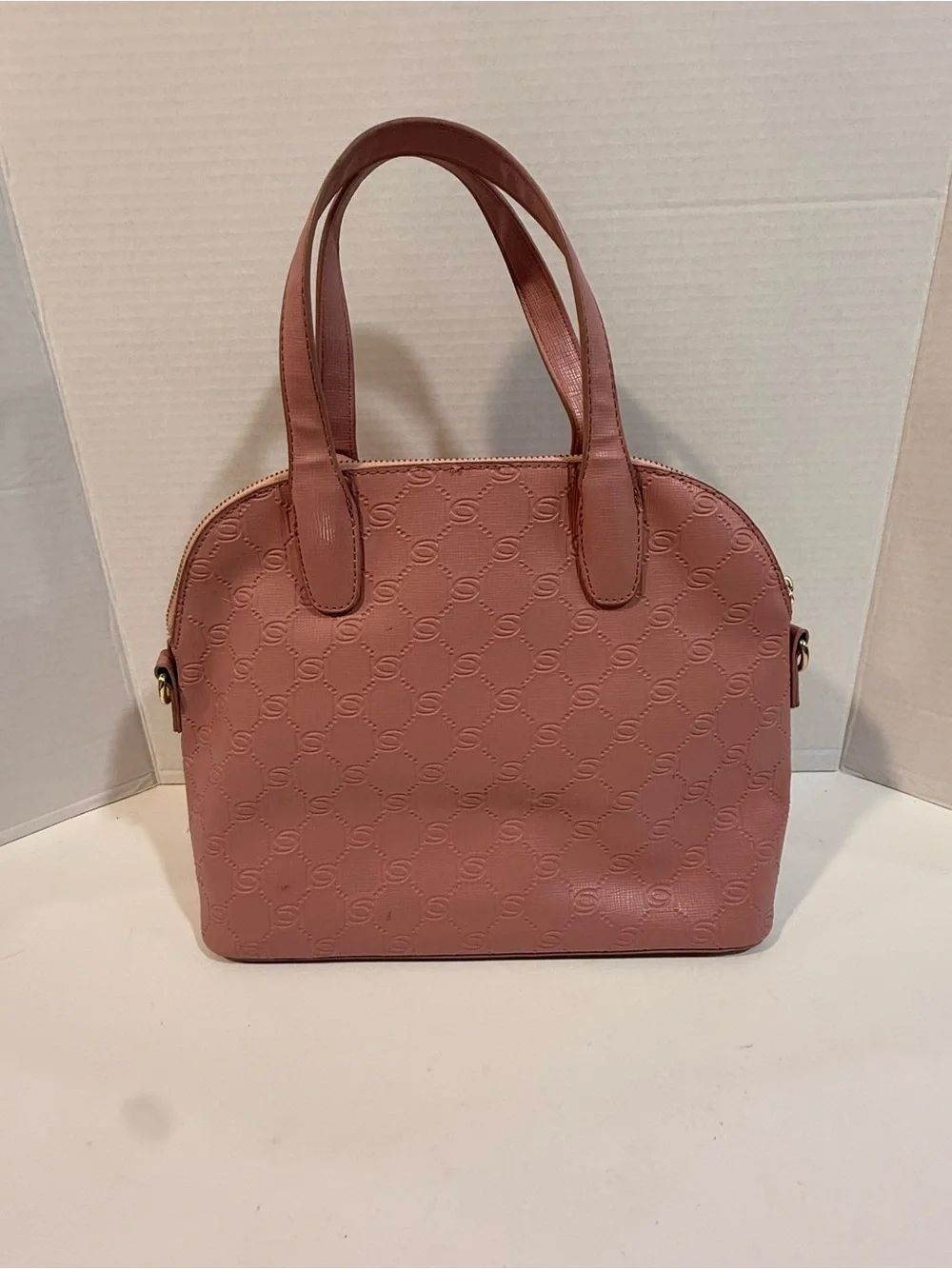 Bebe Dusty Rose Pink Faux Leather Dome Satchel Handbag